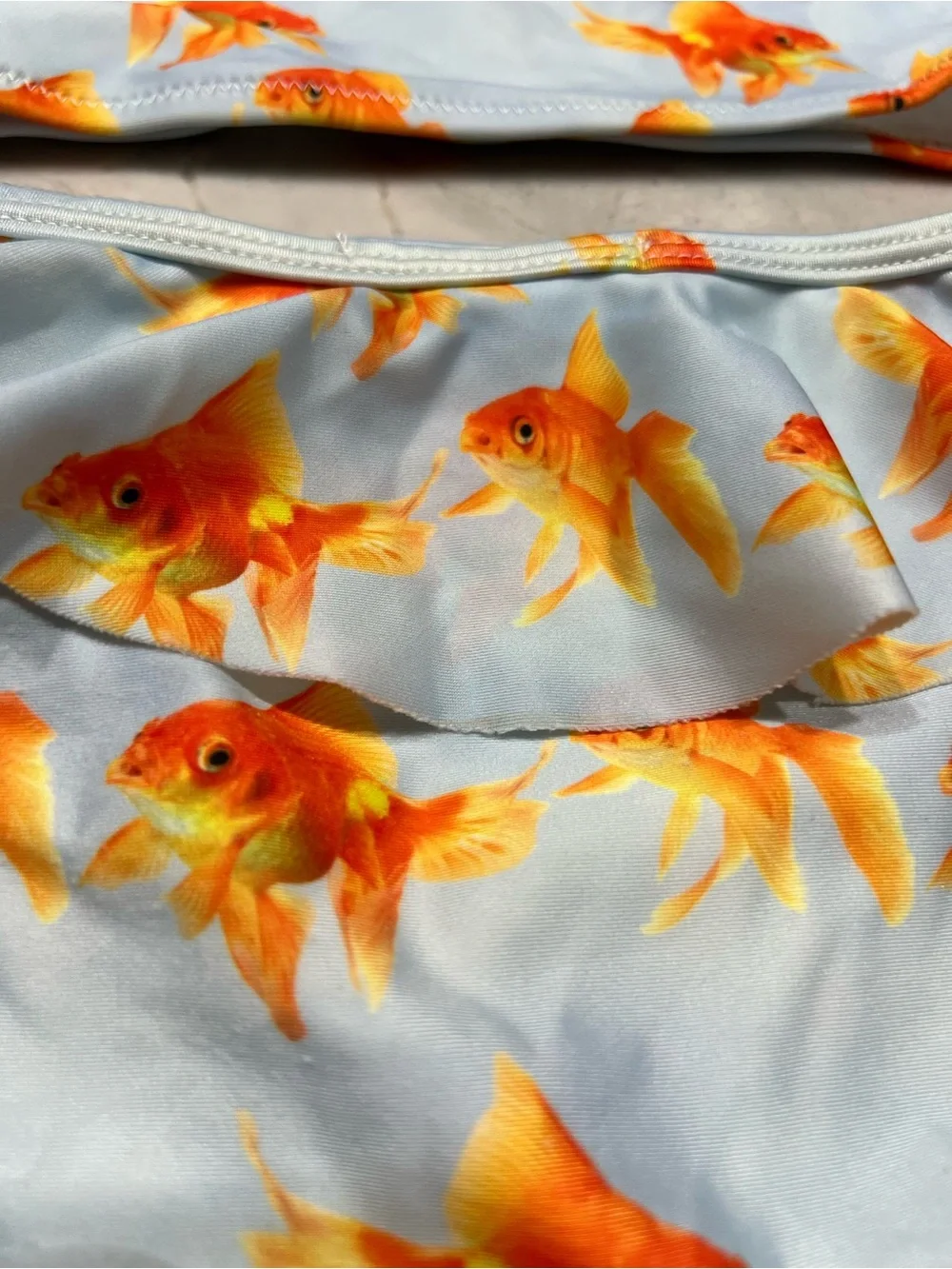 Stella Cove Light Blue Goldfish Ruffle One-Piece Swimsuit